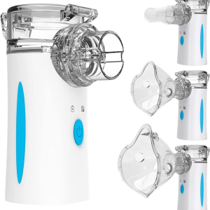 Naweti Portable Nebulizer, Nebulizer Machine for Adults and Kids, Mesh Nebulizer of Cool Mist, Ultrasonic Nebulizer with Self-Cleaning Function for Breathing Problems, Used at Home, Office, Travel