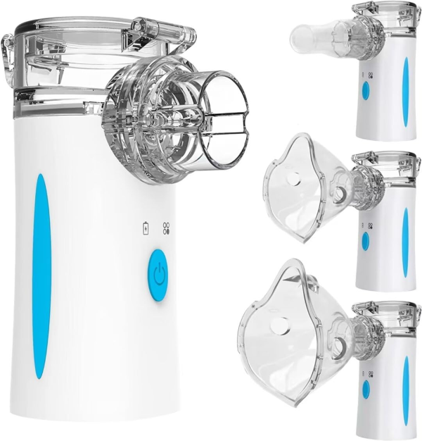 Naweti Portable Nebulizer, Nebulizer Machine for Adults and Kids, Mesh Nebulizer of Cool Mist, Ultrasonic Nebulizer with Self-Cleaning Function for Breathing Problems, Used at Home, Office, Travel